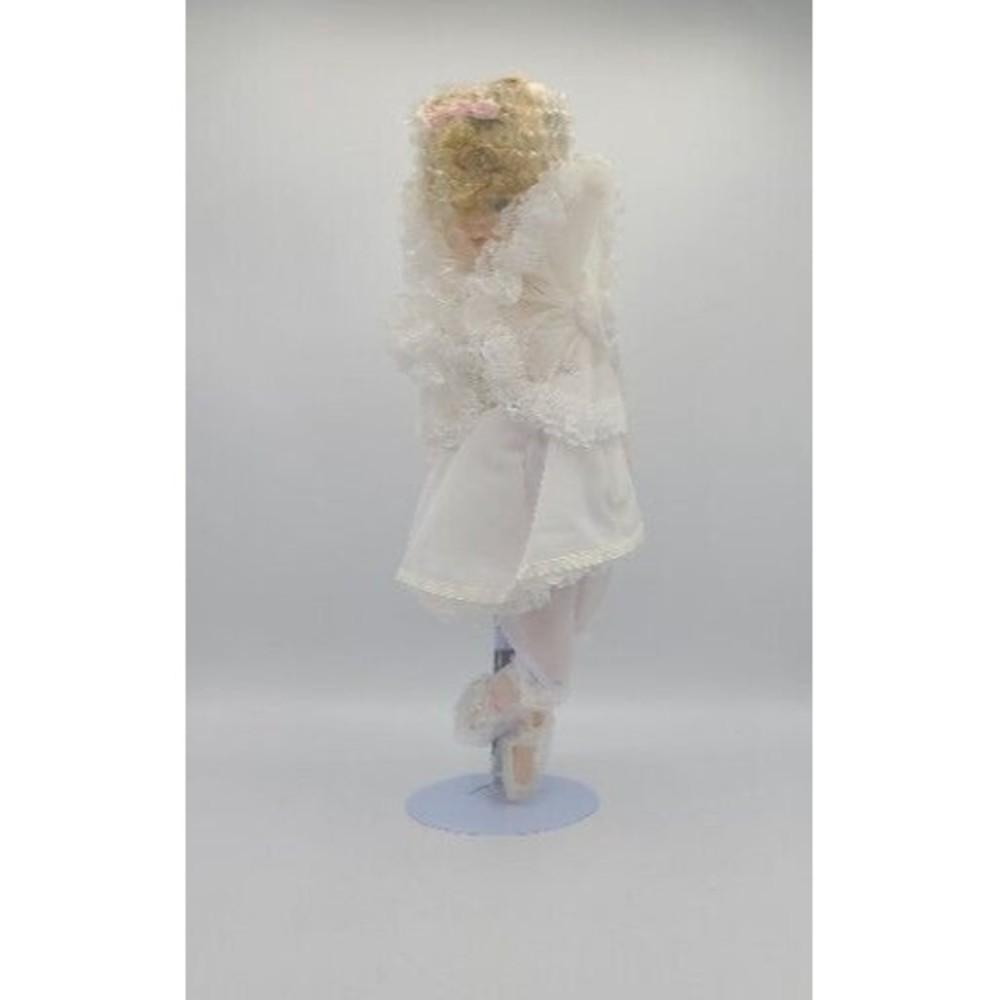 Vintage 16" Porcelain Blond Ballerina Doll And Stand Taiwan In Packaging